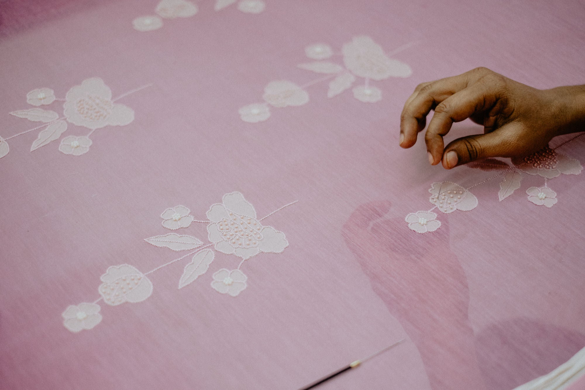 Hand embroidery in the Rashika Mittal atelier