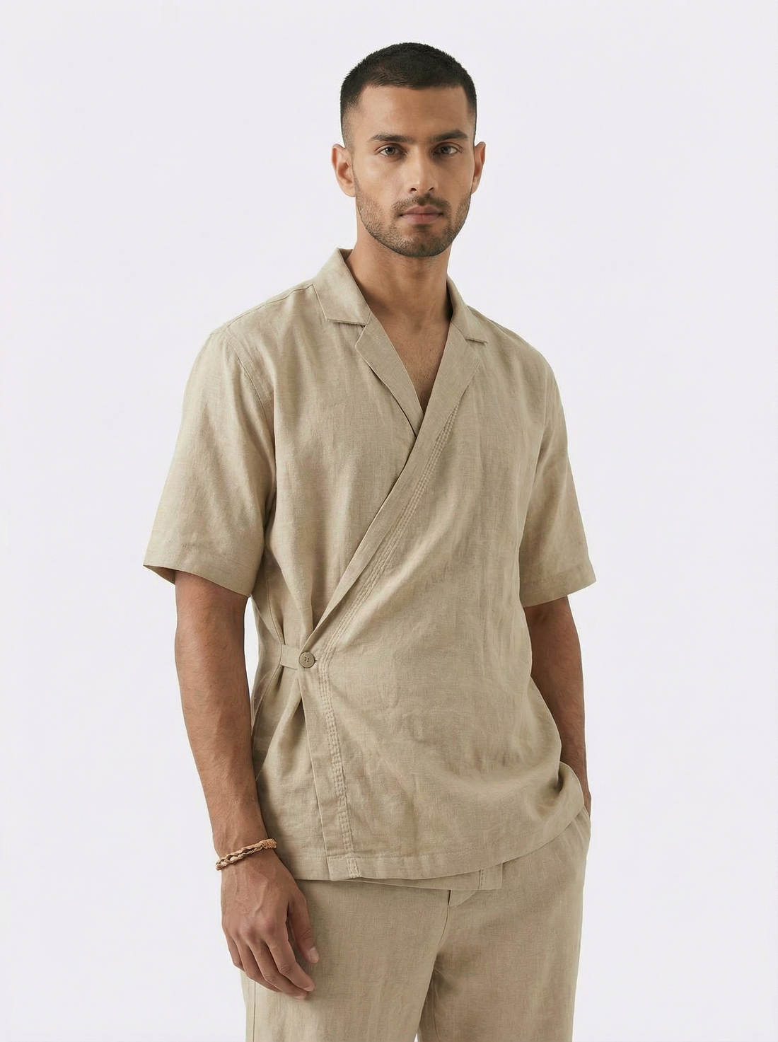 LINEN CROSSOVER SHIRT